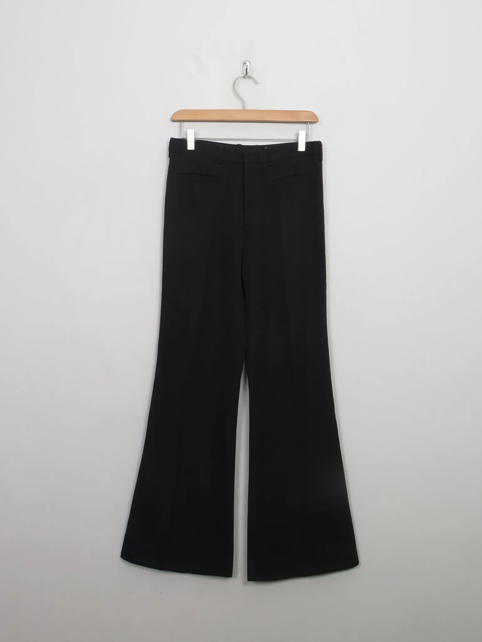 Vintage Black Wool Flared Trousers 27" W