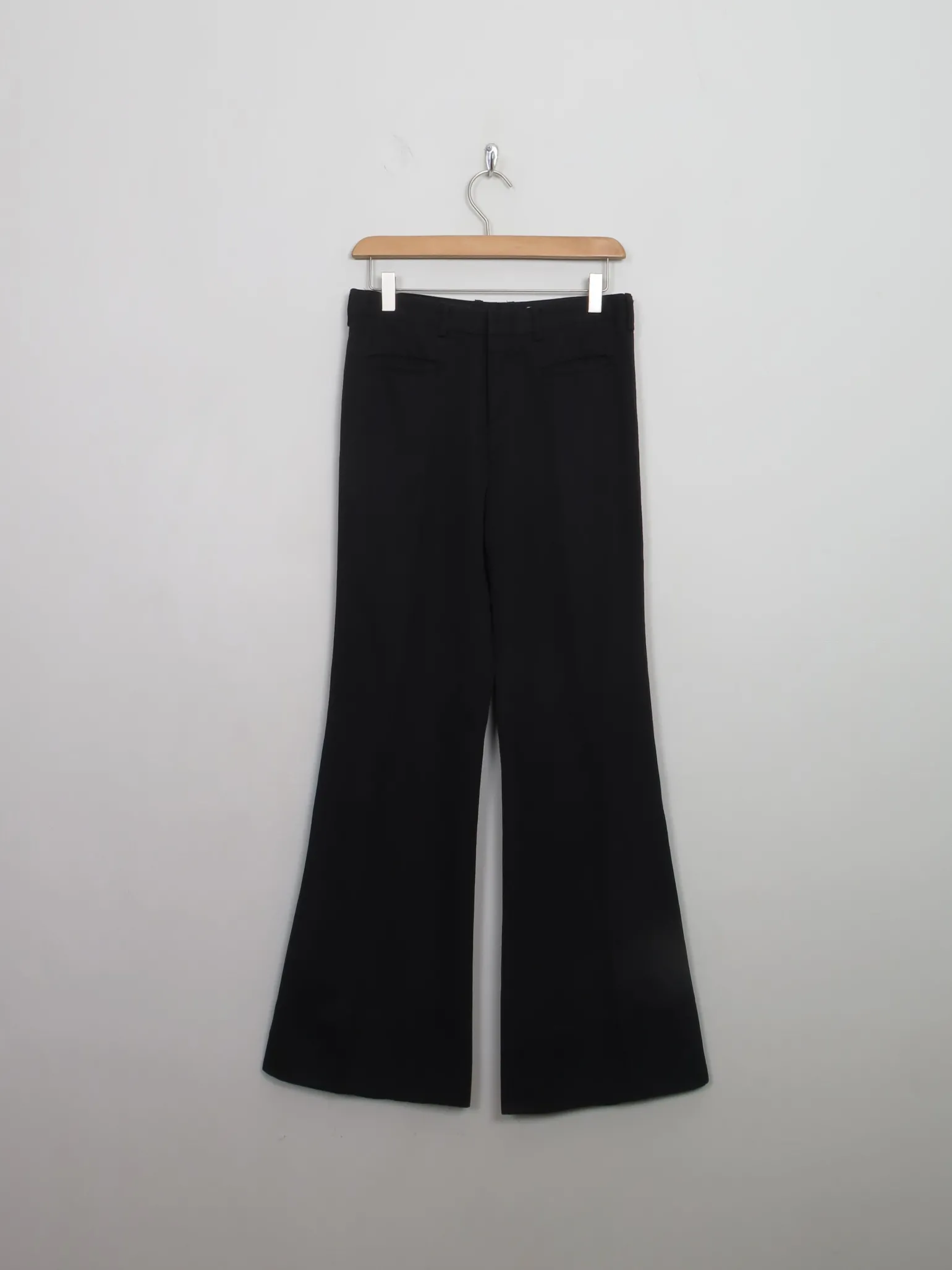 Vintage Black Wool Flared Trousers 27" W