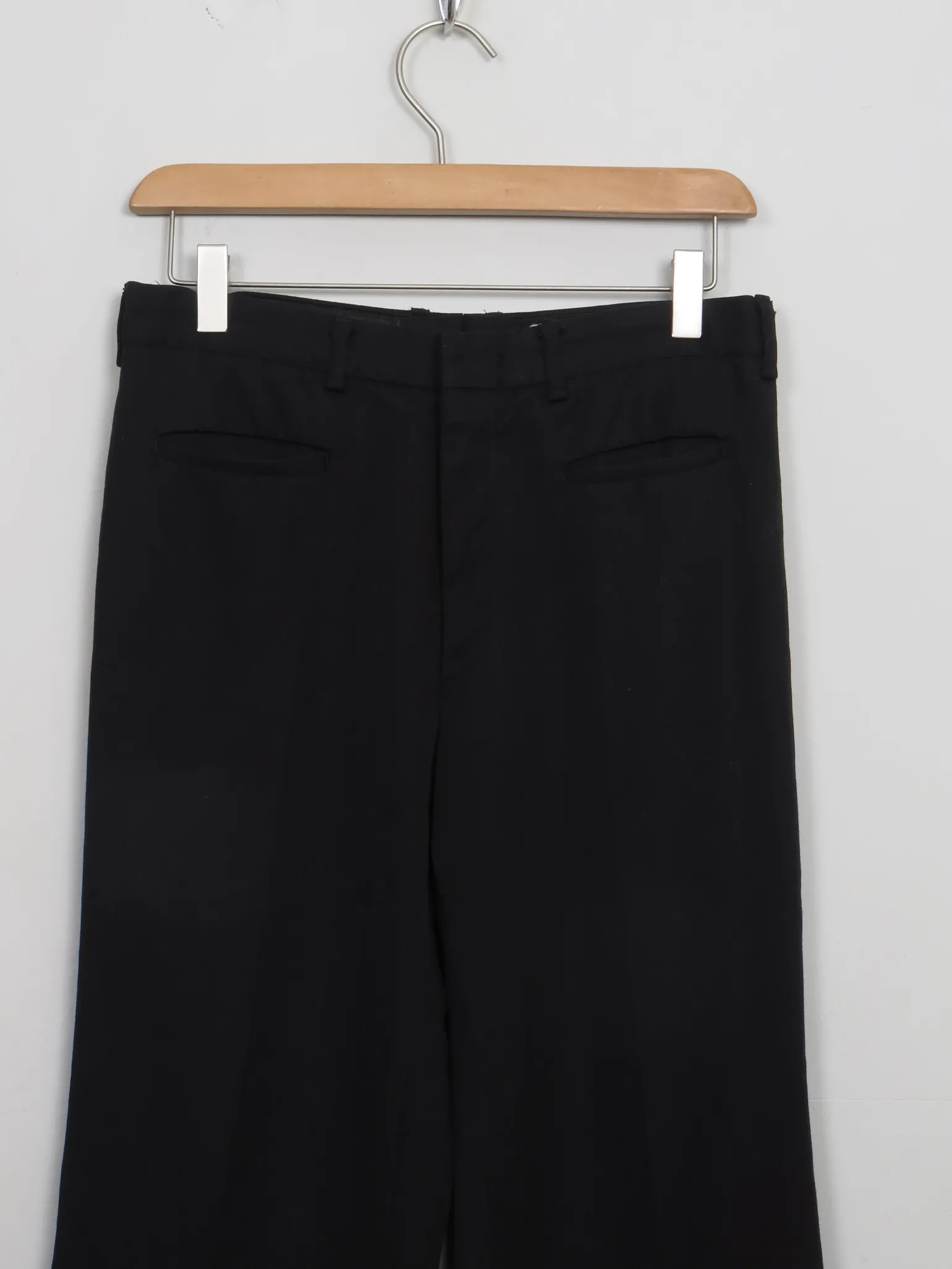 Vintage Black Wool Flared Trousers 27" W