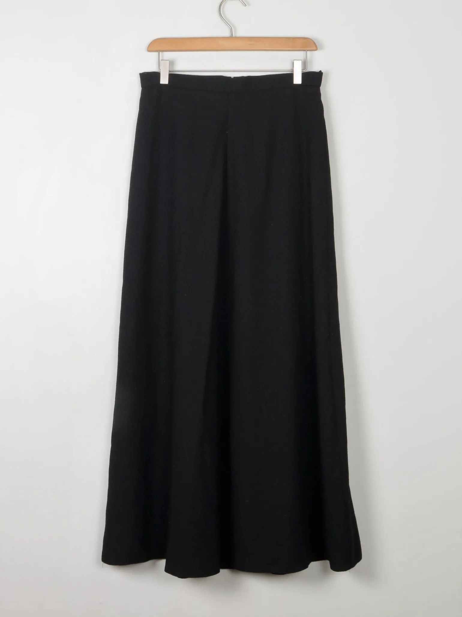Vintage Black Wool Maxi Skirt S