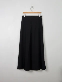 Vintage Black Wool Maxi Skirt S