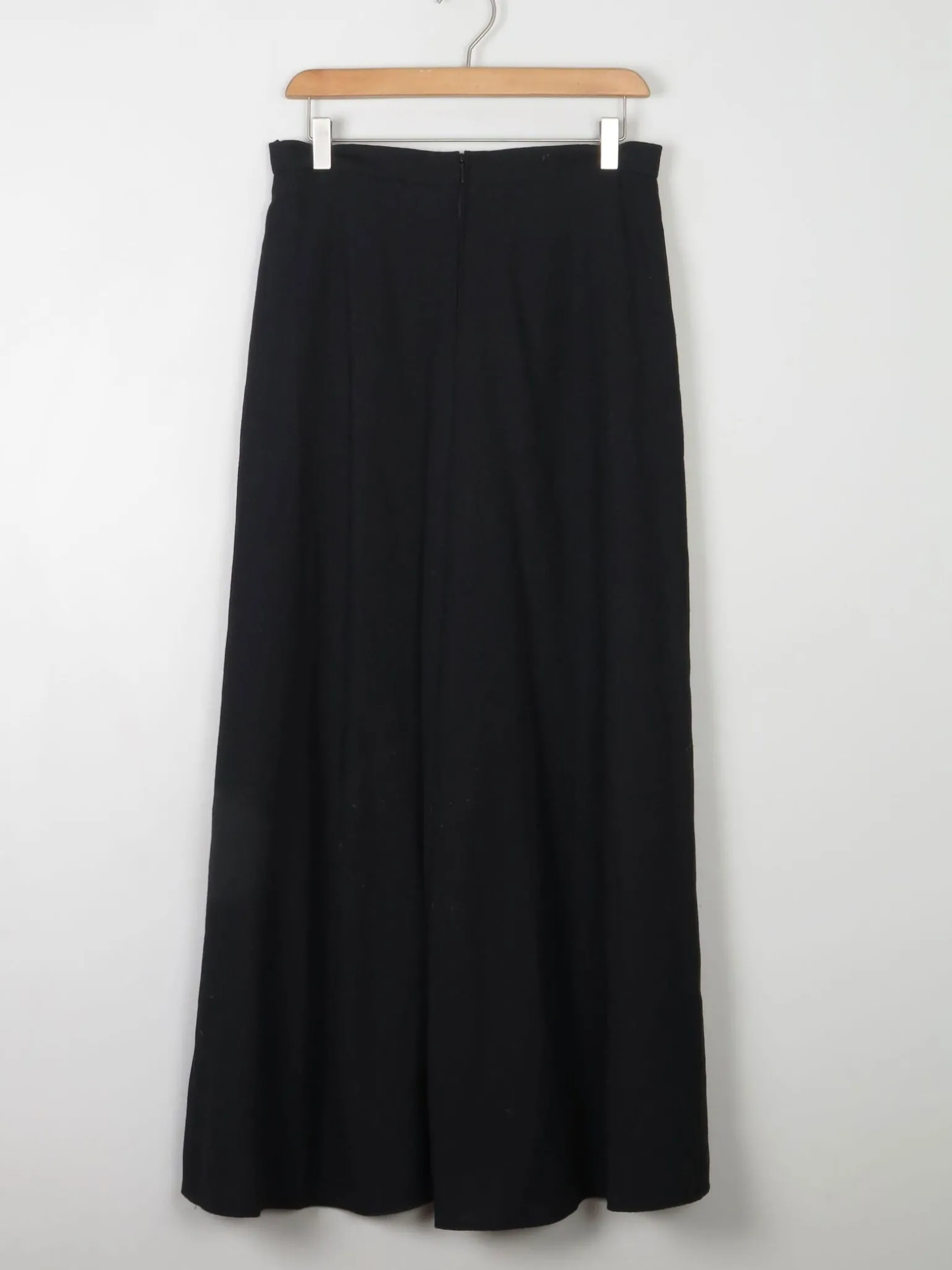 Vintage Black Wool Maxi Skirt S