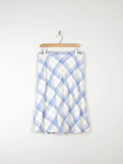 Vintage Blue & White Check Knee Length Skirt 31W