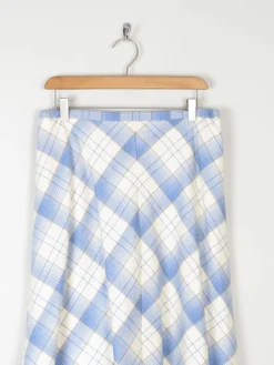 Vintage Blue & White Check Knee Length Skirt 31W