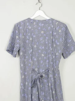 Vintage Blue Check & Floral Dress Midi 10/12