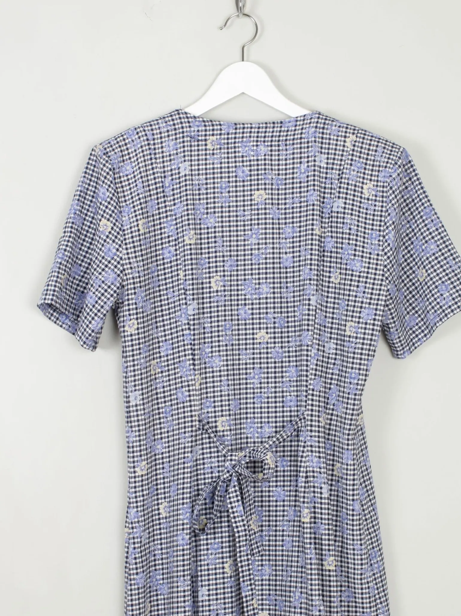 Vintage Blue Check & Floral Dress Midi 10/12
