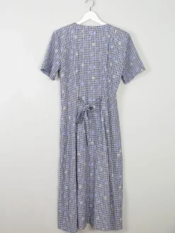 Vintage Blue Check & Floral Dress Midi 10/12