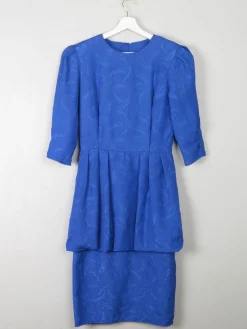 Vintage Blue Dress With Peplum S