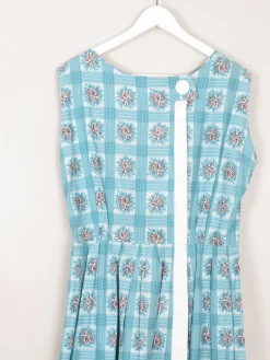 Vintage Blue Floral 1950s Dress 10/12 Approx