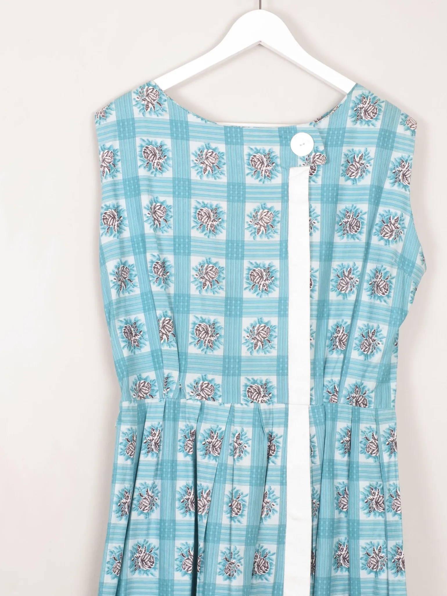 Vintage Blue Floral 1950s Dress 10/12 Approx