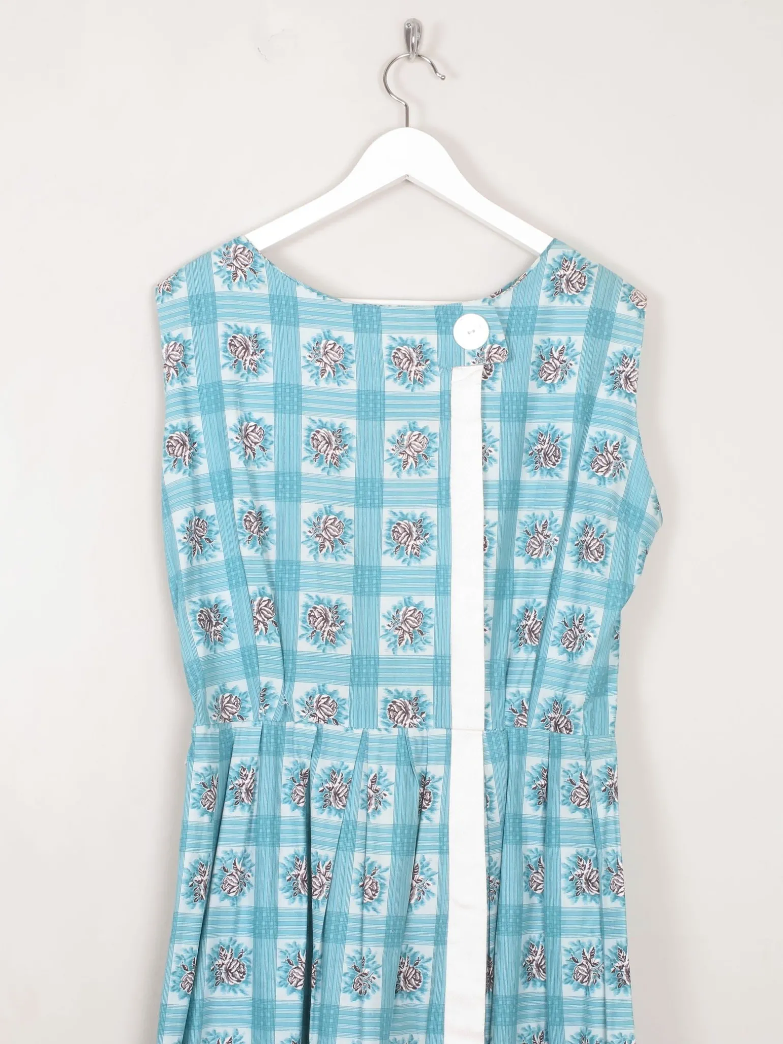 Vintage Blue Floral 1950s Dress 10/12 Approx
