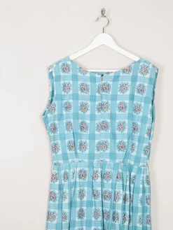 Vintage Blue Floral 1950s Dress 10/12 Approx