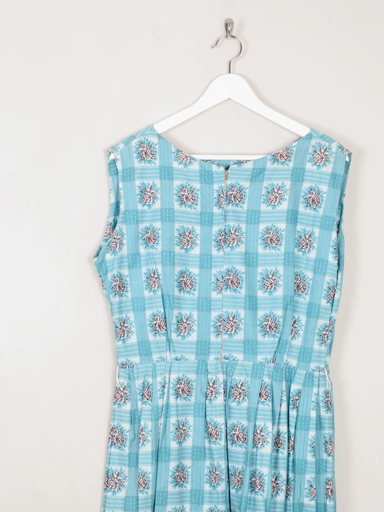 Vintage Blue Floral 1950s Dress 10/12 Approx
