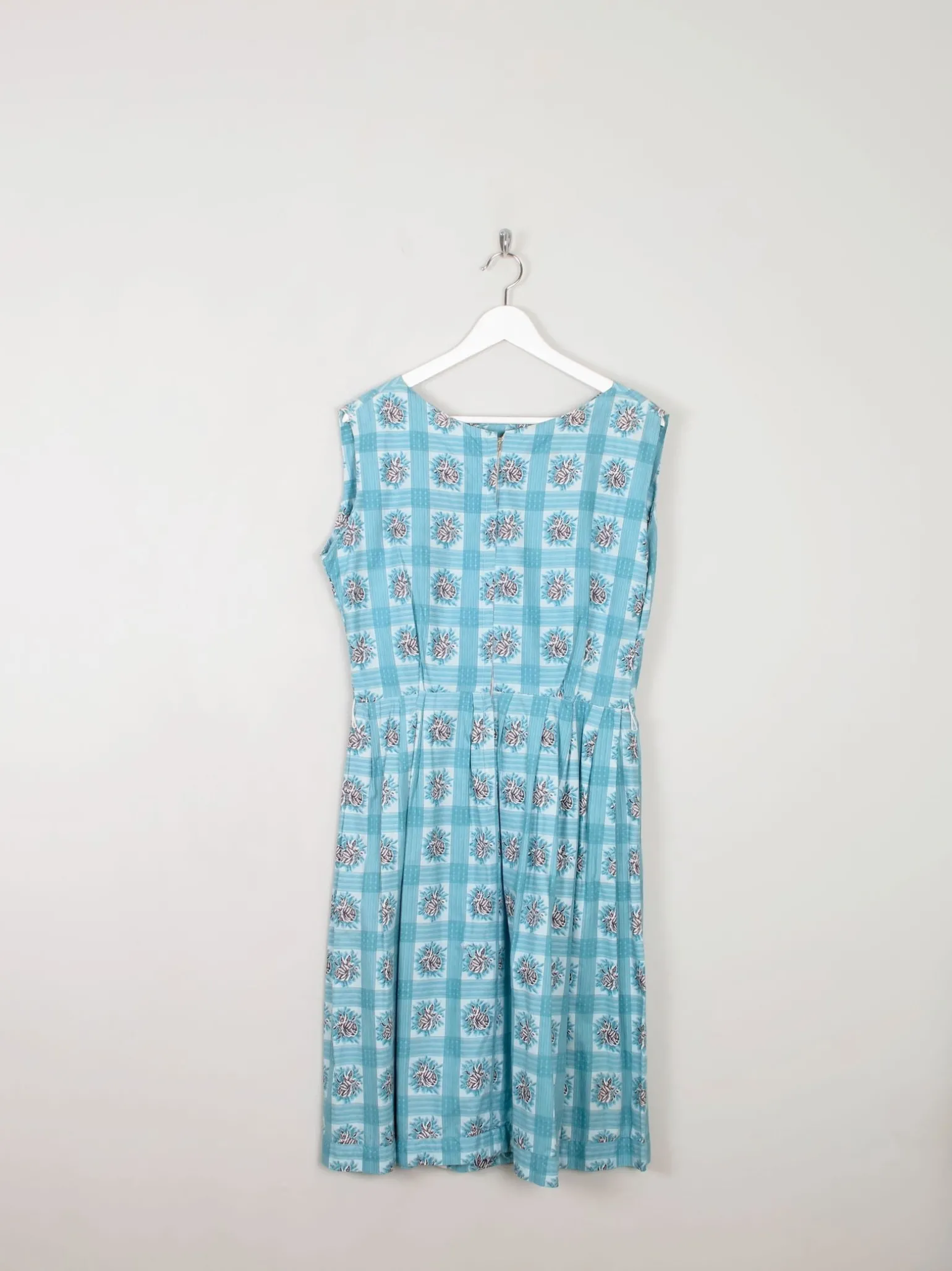 Vintage Blue Floral 1950s Dress 10/12 Approx