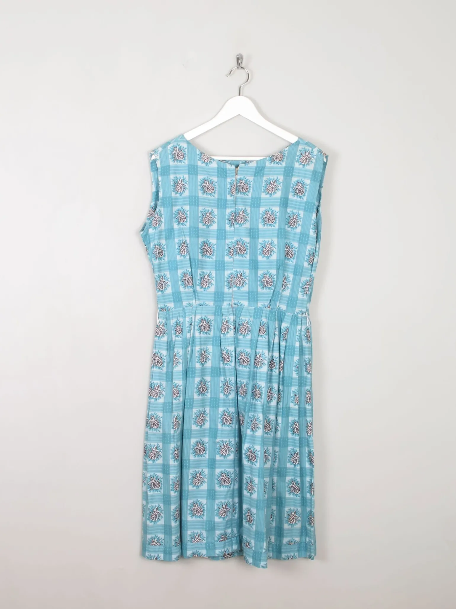 Vintage Blue Floral 1950s Dress 10/12 Approx