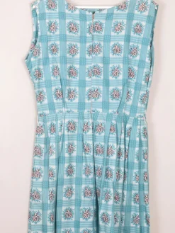 Vintage Blue Floral 1950s Dress 10/12 Approx