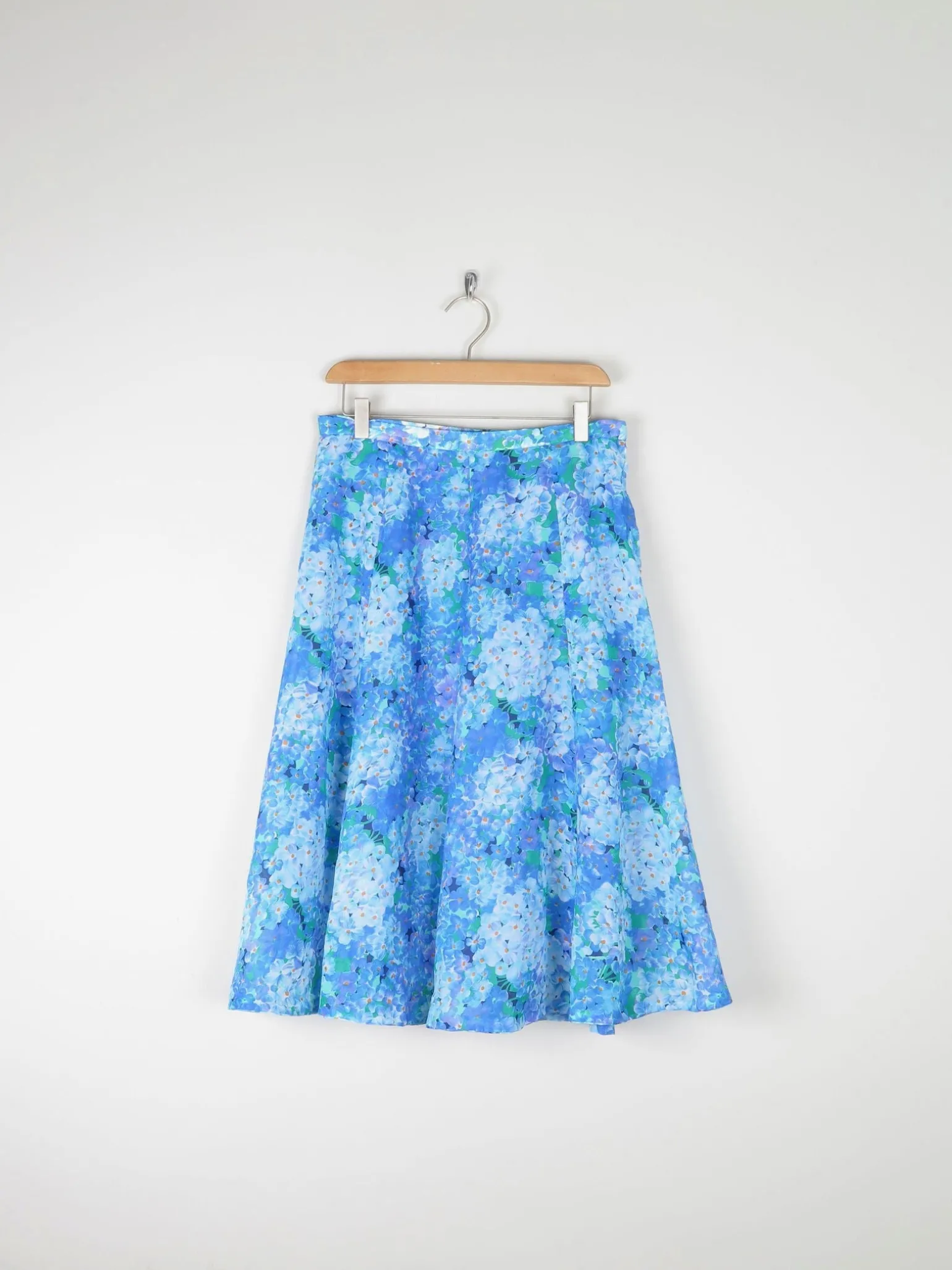 Vintage Blue Floral 1970s Floaty Summer Skirt 10/12