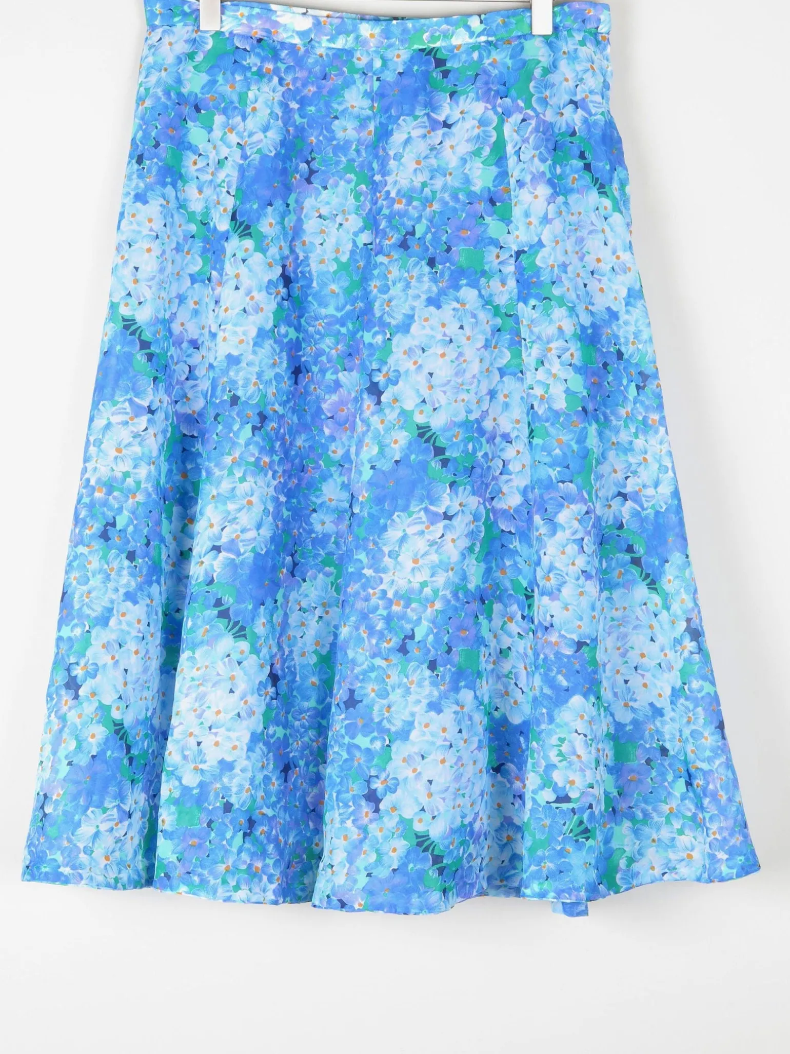 Vintage Blue Floral 1970s Floaty Summer Skirt 10/12
