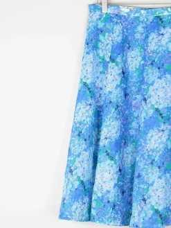 Vintage Blue Floral 1970s Floaty Summer Skirt 10/12
