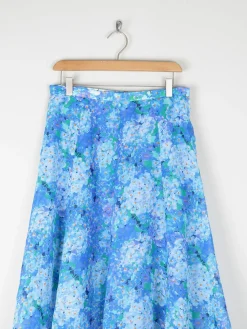Vintage Blue Floral 1970s Floaty Summer Skirt 10/12