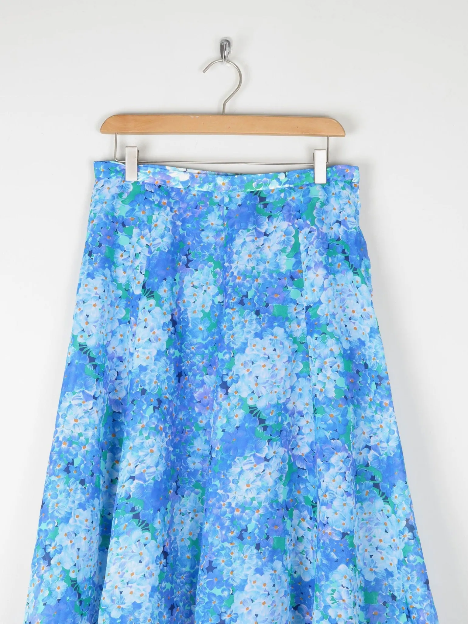 Vintage Blue Floral 1970s Floaty Summer Skirt 10/12