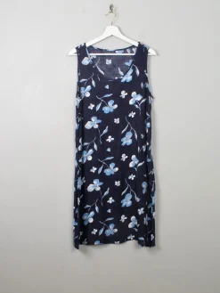 Vintage Blue Floral Shift Dress M/L