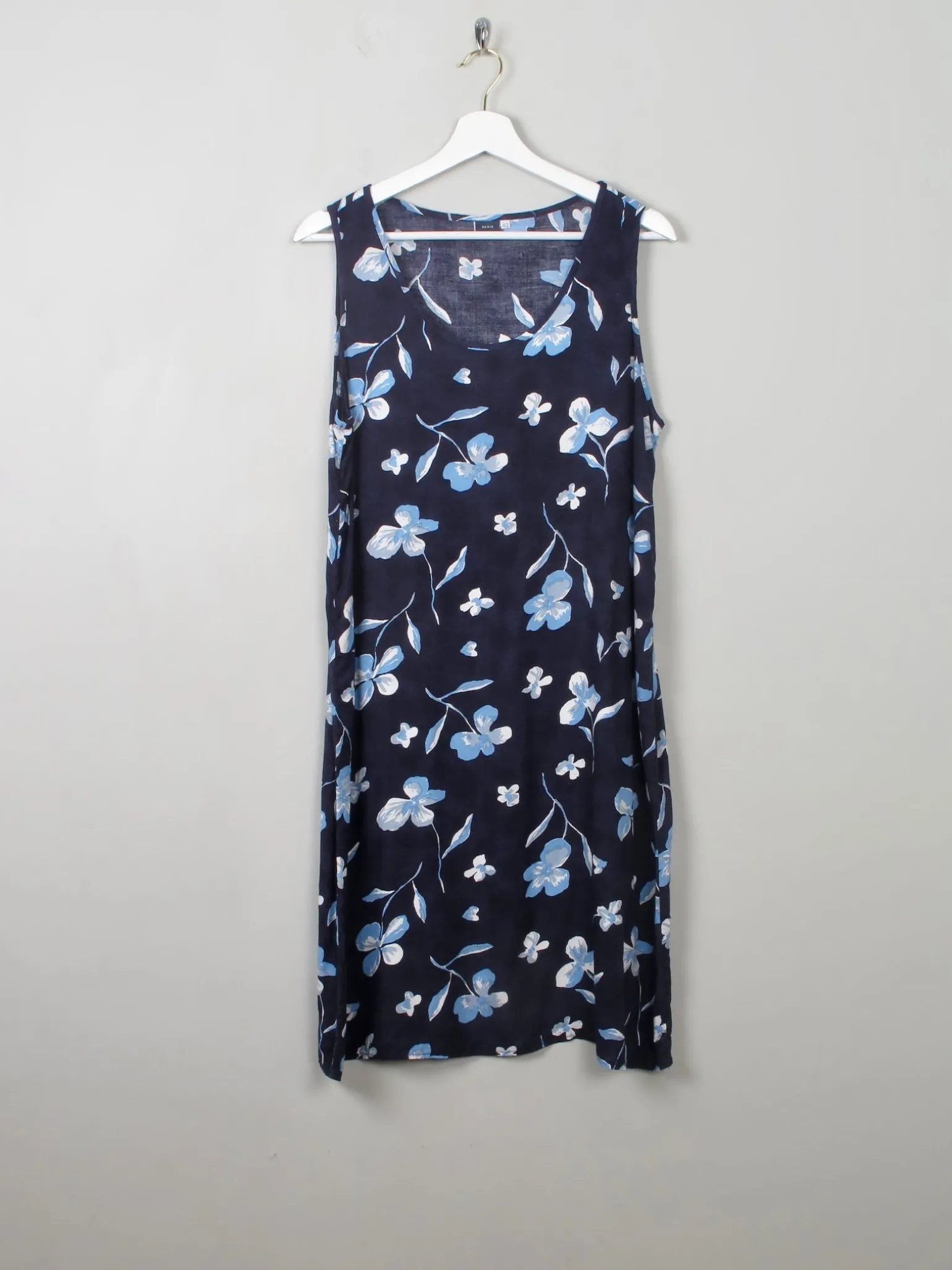 Vintage Blue Floral Shift Dress M/L