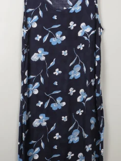 Vintage Blue Floral Shift Dress M/L