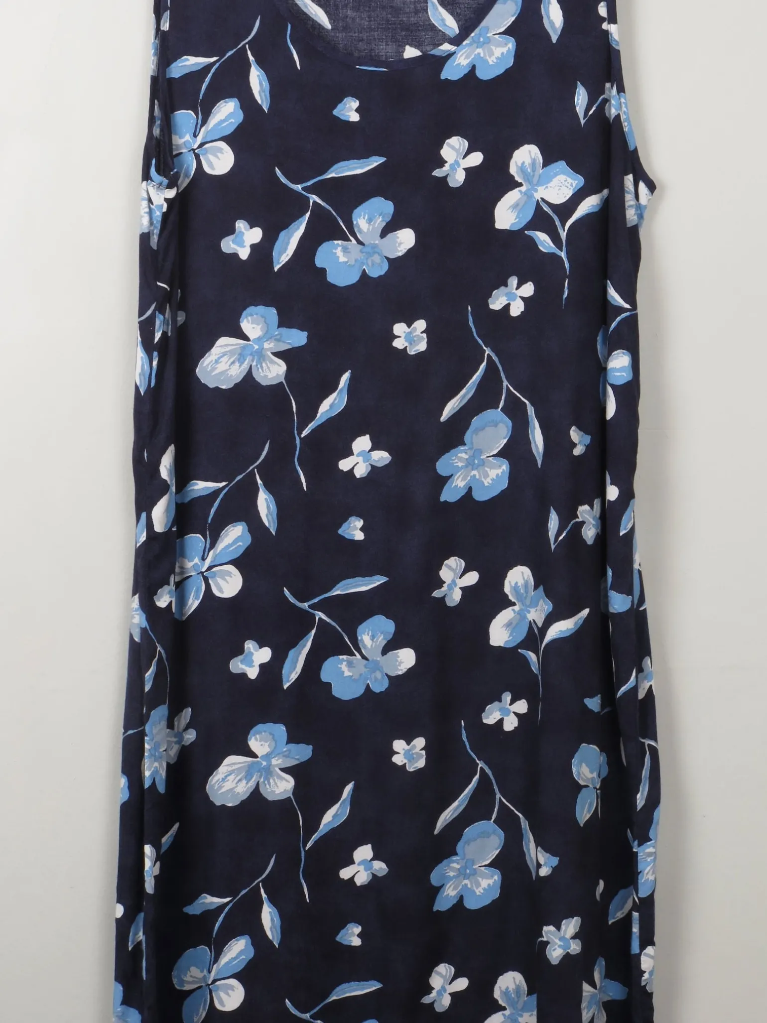 Vintage Blue Floral Shift Dress M/L