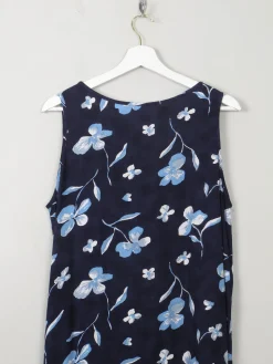 Vintage Blue Floral Shift Dress M/L