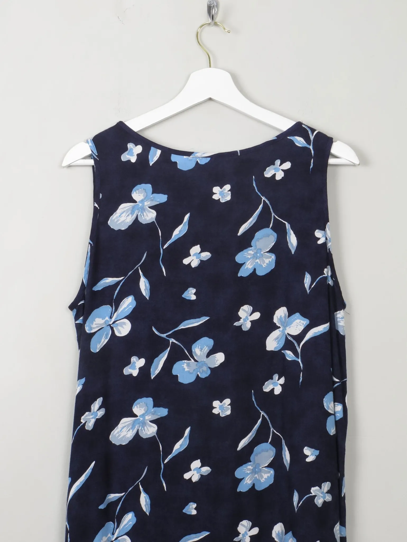 Vintage Blue Floral Shift Dress M/L