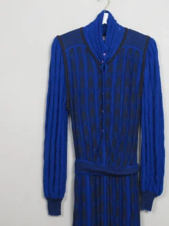Vintage Blue Long Knitted Dress M