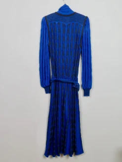Vintage Blue Long Knitted Dress M
