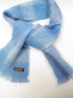 Vintage Blue Mohair Wool Foxford Scarf