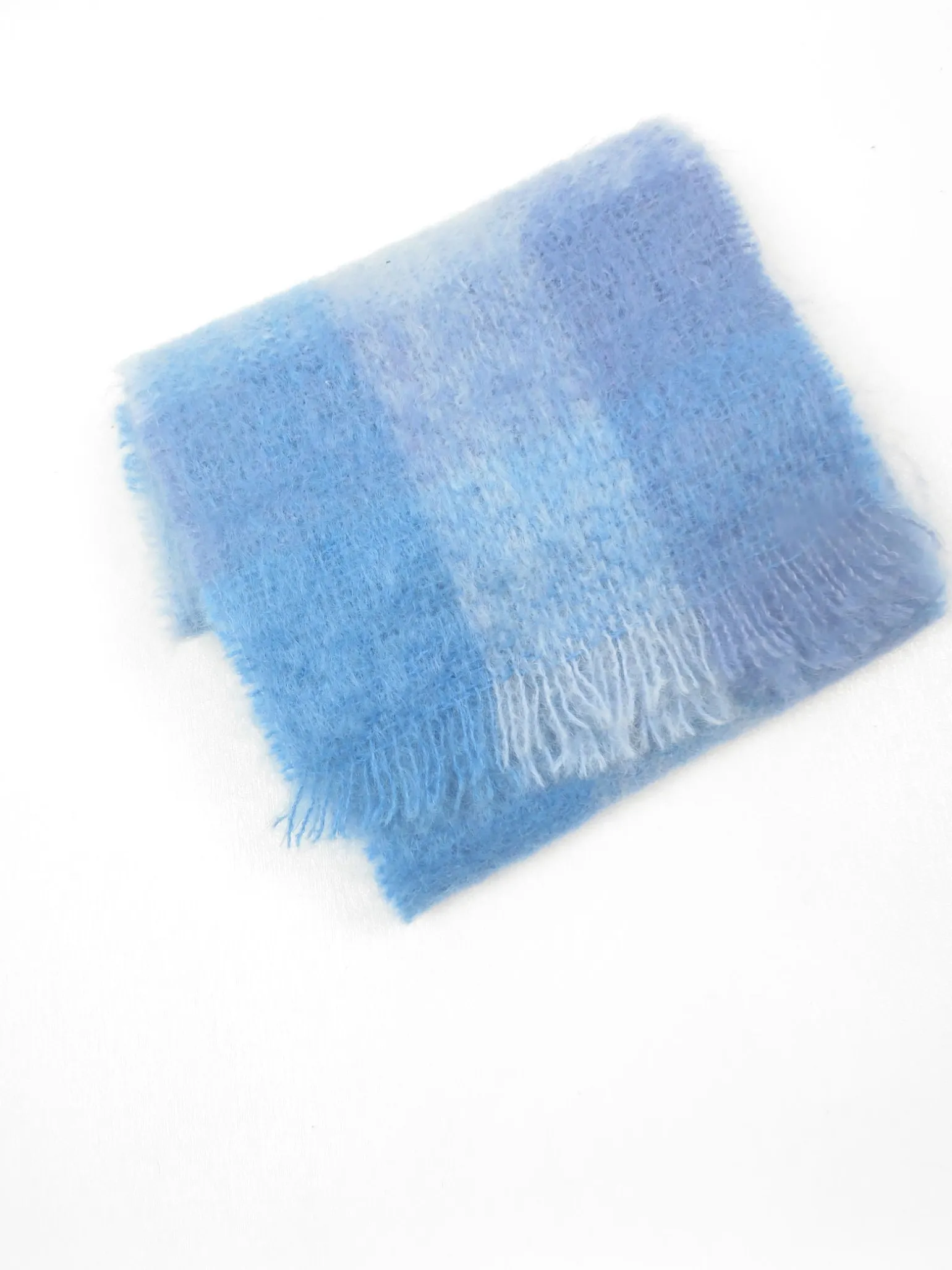 Vintage Blue Mohair Wool Foxford Scarf