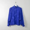 Vintage Blue Patterned Blouse S