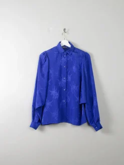Vintage Blue Patterned Blouse S