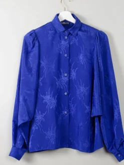 Vintage Blue Patterned Blouse S