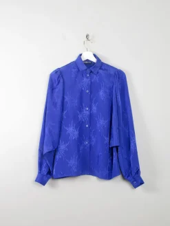 Vintage Blue Patterned Blouse S