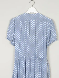 Vintage Blue Polka Dot Wrap Over Midi Dress M/L 12/14