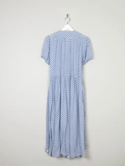 Vintage Blue Polka Dot Wrap Over Midi Dress M/L 12/14