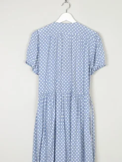 Vintage Blue Polka Dot Wrap Over Midi Dress M/L 12/14