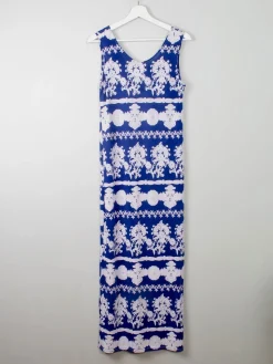 Vintage Blue Printed Maxi Dress S/M