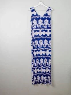 Vintage Blue Printed Maxi Dress S/M