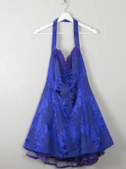 Vintage Blue 80s Prom Style Dress S