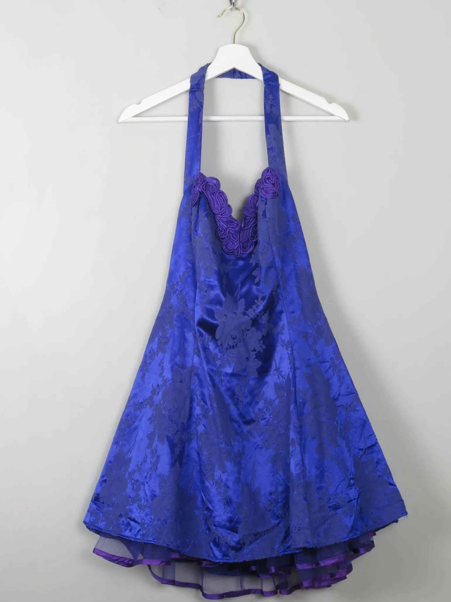 Vintage Blue 80s Prom Style Dress S