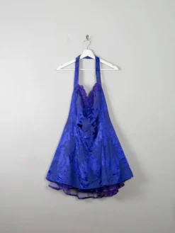Vintage Blue 80s Prom Style Dress S