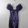 Vintage Blue Sequin 1980s Dress XS
