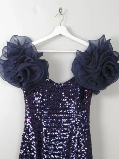 Vintage Blue Sequin 1980s Dress XS