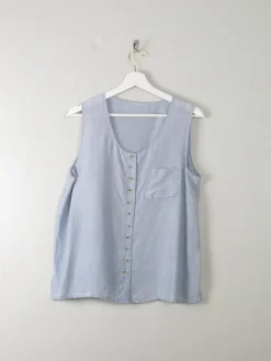 Vintage Blue Silk Top L